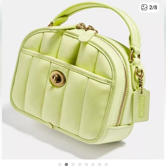 Coach Lunchbox Limited Edition Lime Top Handle Quilted Chain Crossbody Strap - Picture 2 of 16